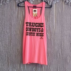 Ali Dee Collection Trucks Cowboys Pink Tank NWT